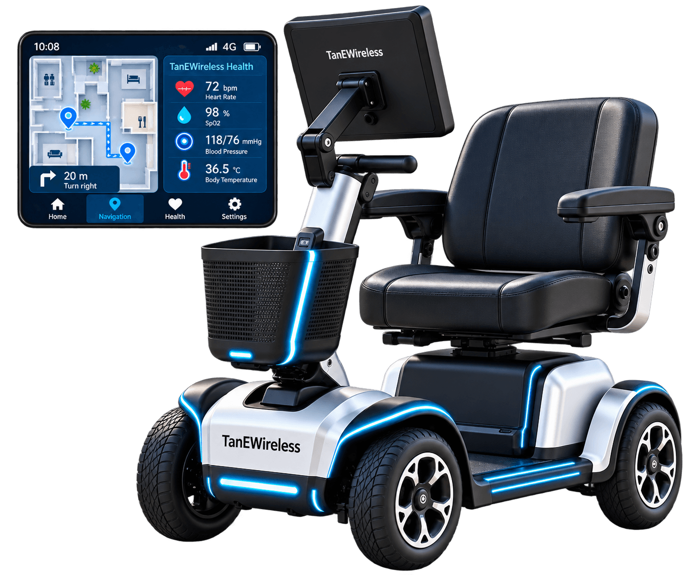 TanE CareGlide AI Robotic Mobility Scooter